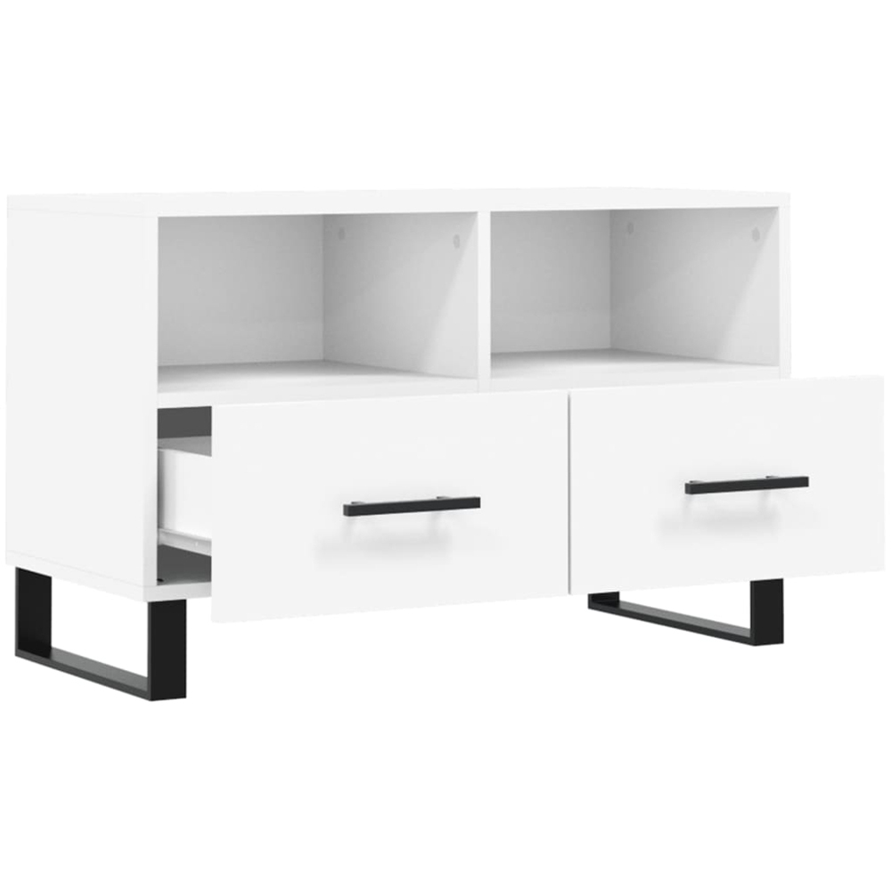 vidaXL 2 Drawer 2 Shelf White TV Cabinet Image 6
