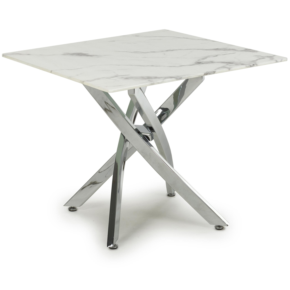 wilko Monaco Chrome and White Marble Glass End Table Image 2