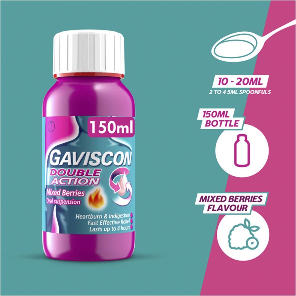Gaviscon Double Action Mixed Berries Flavour Liquid 150ml Image 3