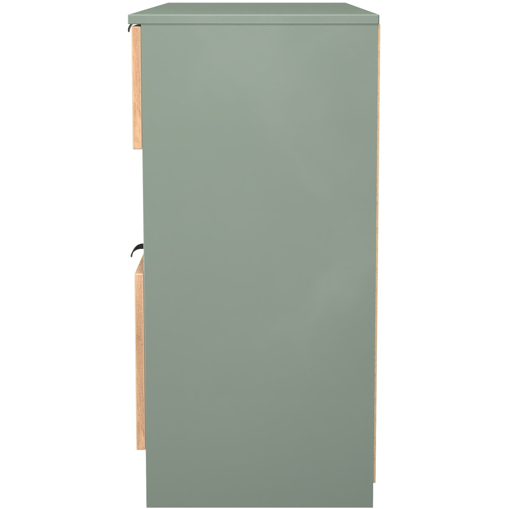 Crowndale Bora 4 Drawer 2 Shelf Gold Oak and Reed Green Wide Midi Chest Image 3