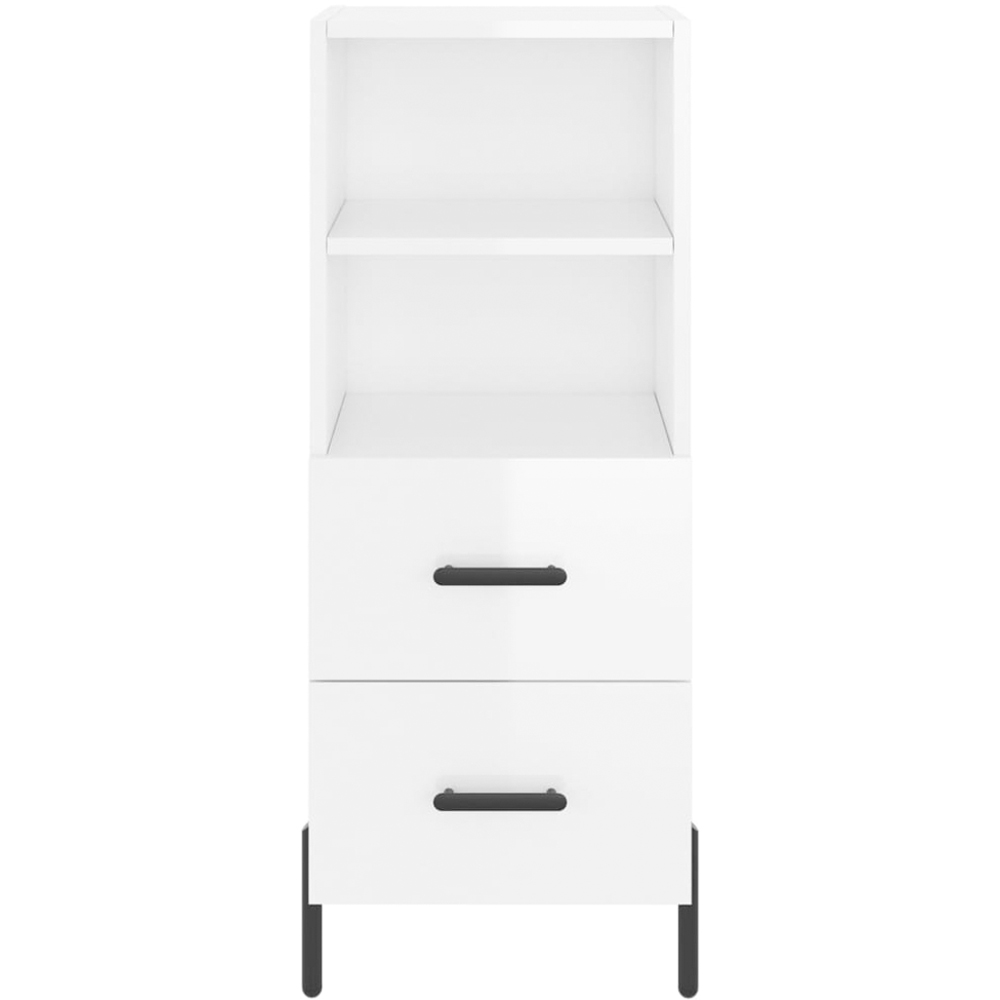 vidaXL 2 Drawer 2 Shelf High Gloss White Sideboard Image 6