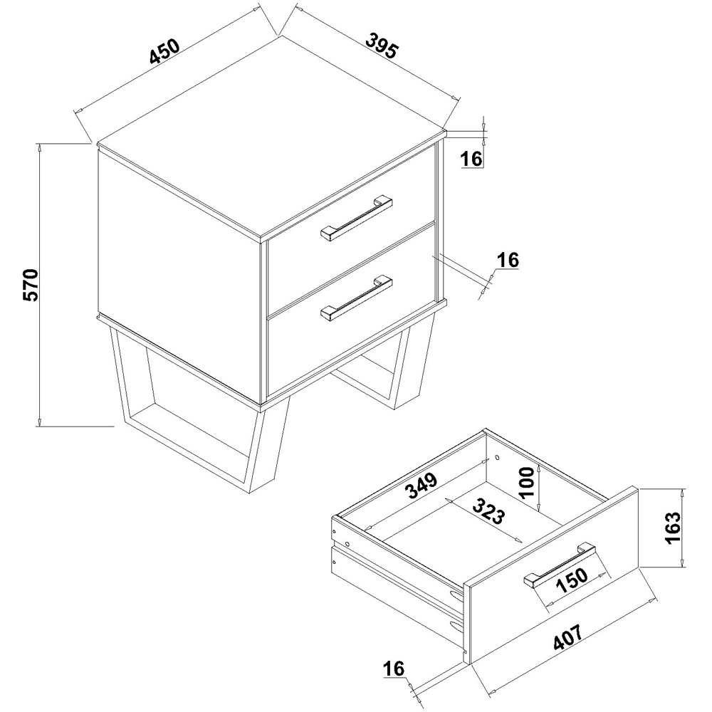 Core Products Texas 2 Drawer Antique Wax Pine Bedside Cabinet Image 6