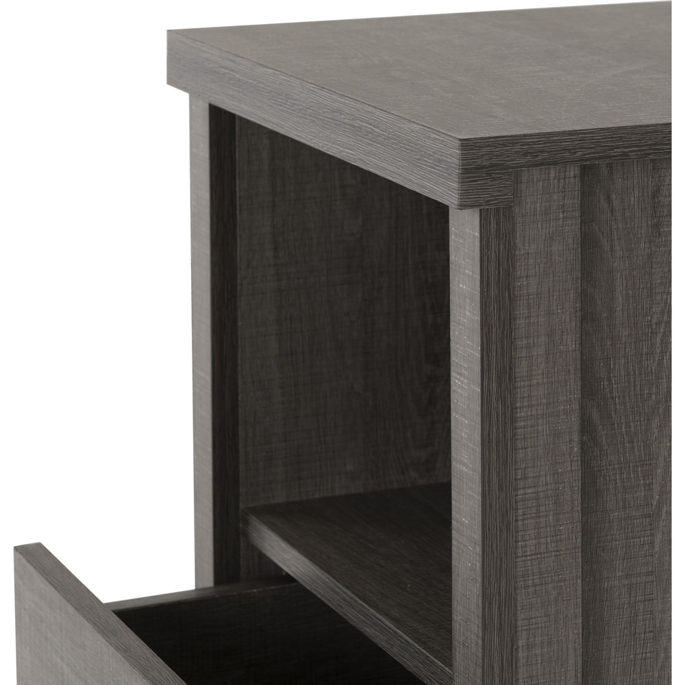 Seconique Lisbon 2 Drawer Black Wood Grain Bedside Table Image 6