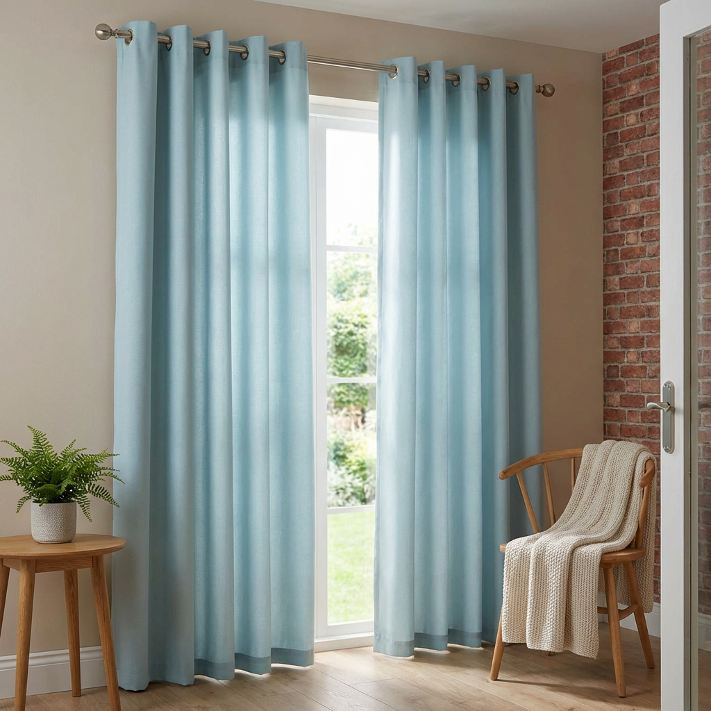 Taylor Blackout Eyelet Curtains - Duck Egg / 229cm Image 7