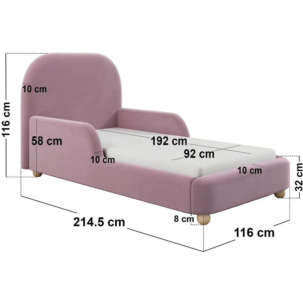 Flair Kira Single Pink Velvet Upholstered Bed with Curved Headboard Image 7