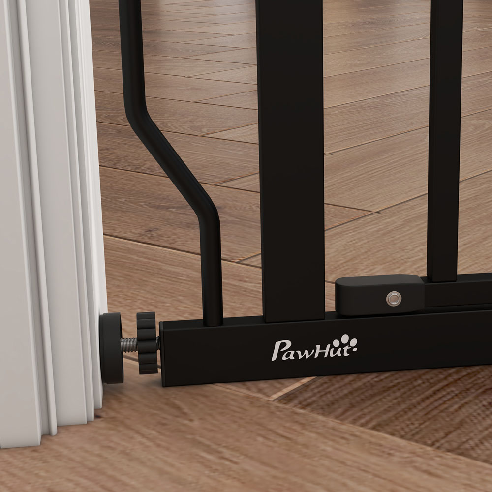 PawHut Black 75-85cm Door Pressure Fit Wide Stair Pet Safety Gate Image 7