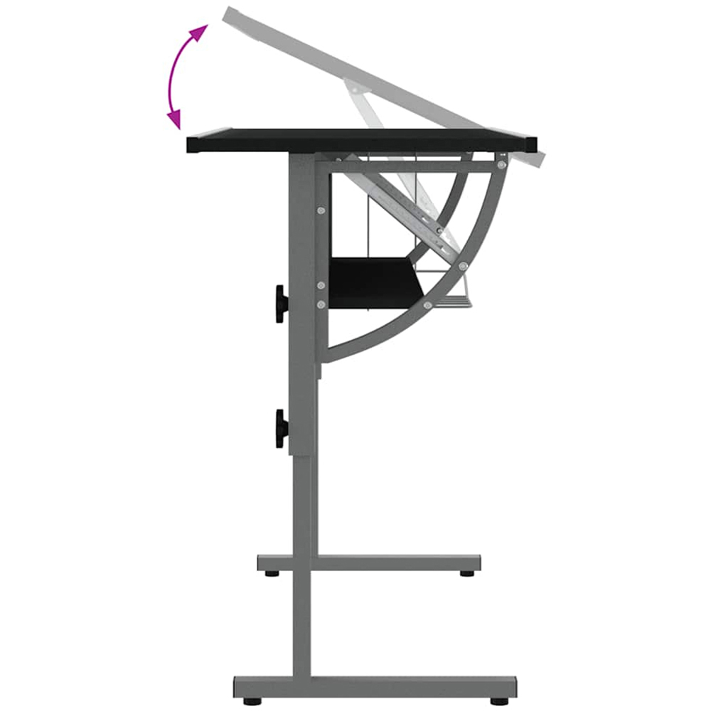 vidaXL Single Shelf Craft Desk with Magazine Rack Black and Grey Image 4