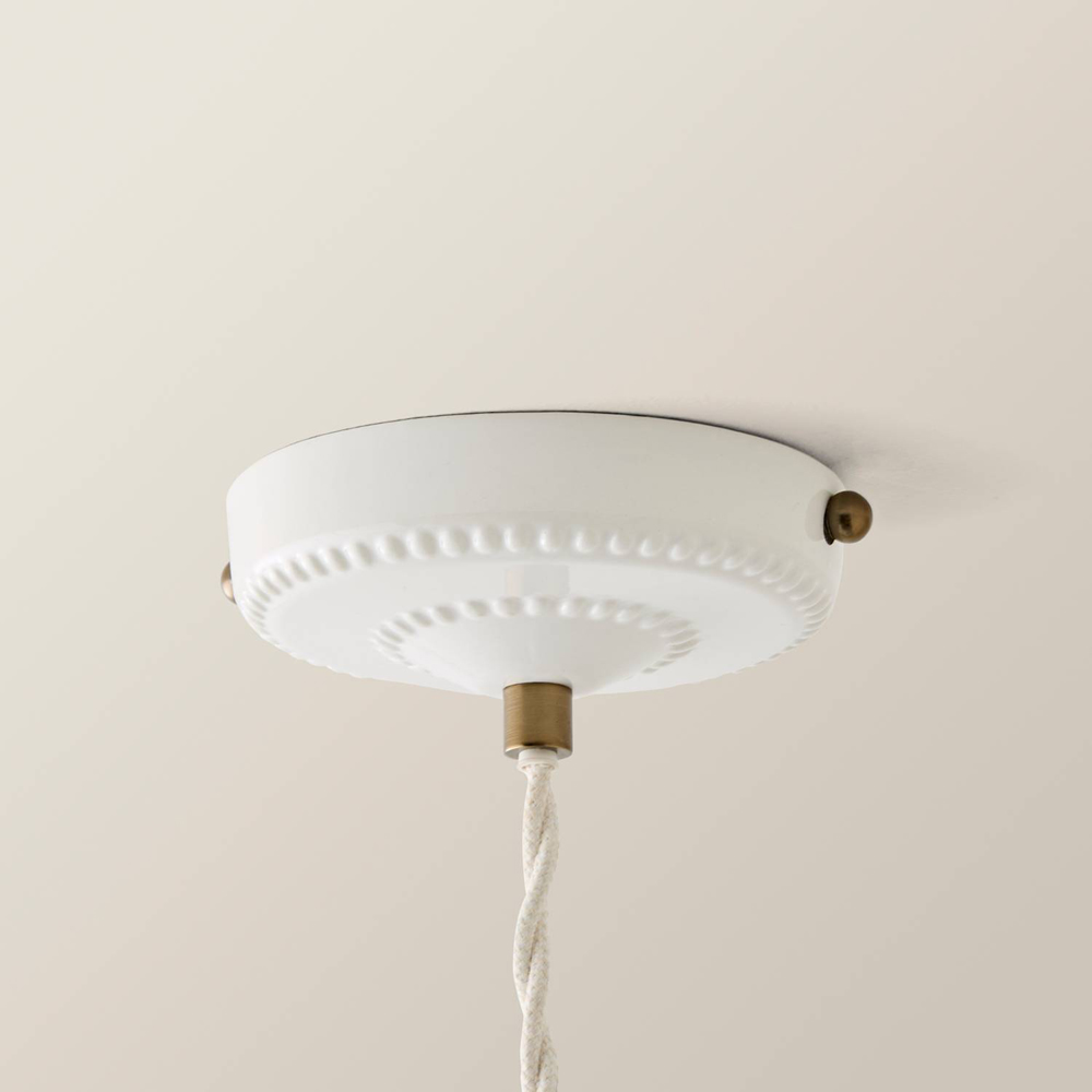 ValueLights Burford White Ribbed Ceramic Shade LED Ceiling Pendant Light with Bulb Image 5