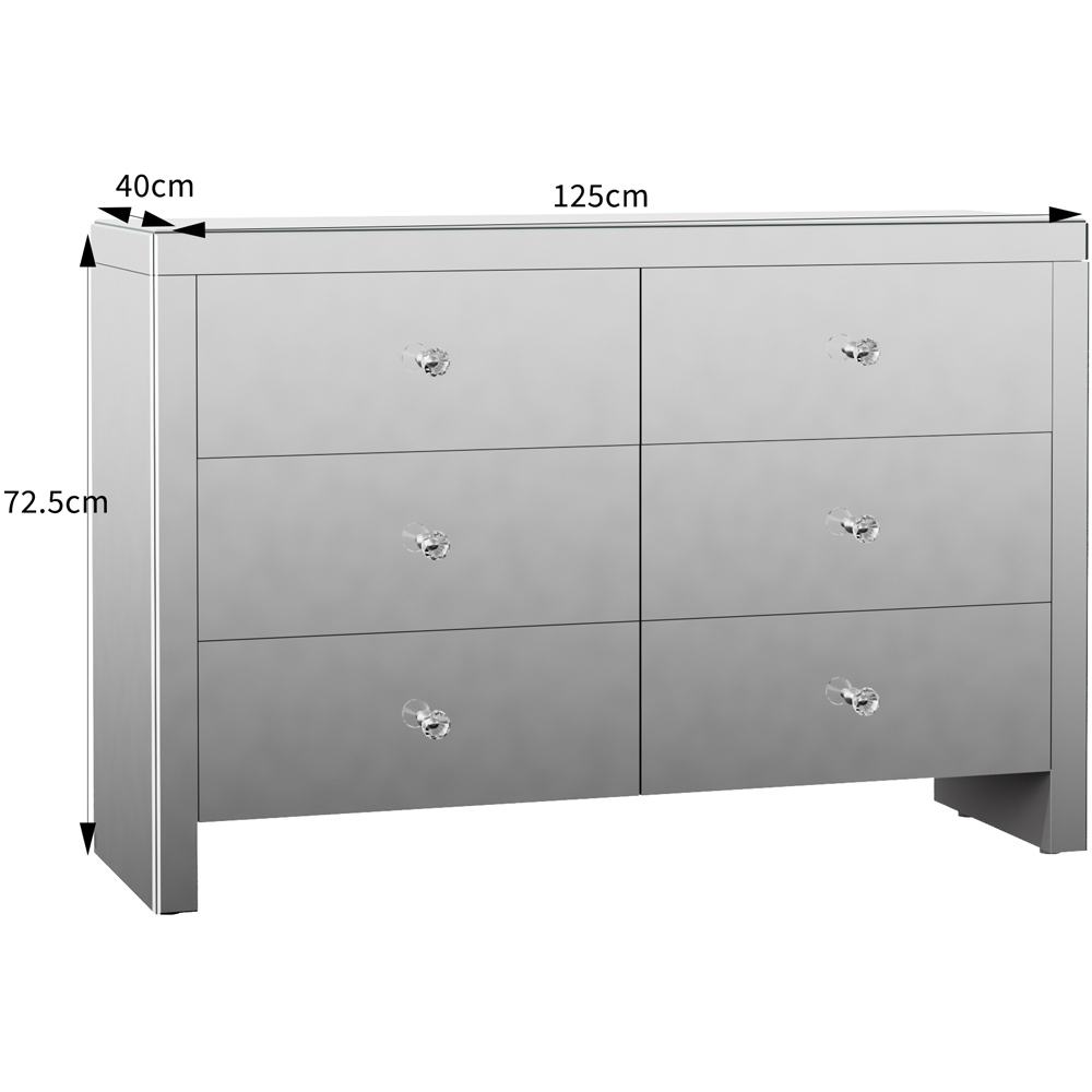 Comfy Living 6 Drawer Mirrored Chest of Drawers Image 6