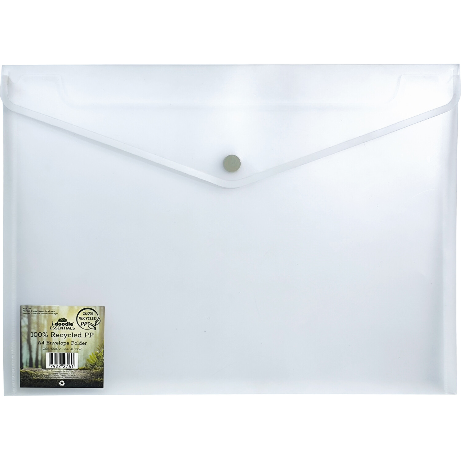 Recycled PP A4 Envelope Folder - White Image 1