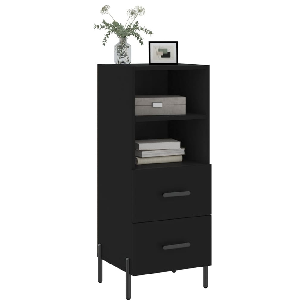 vidaXL 2 Drawer Single Shelf Black Oak Sideboard Image 3