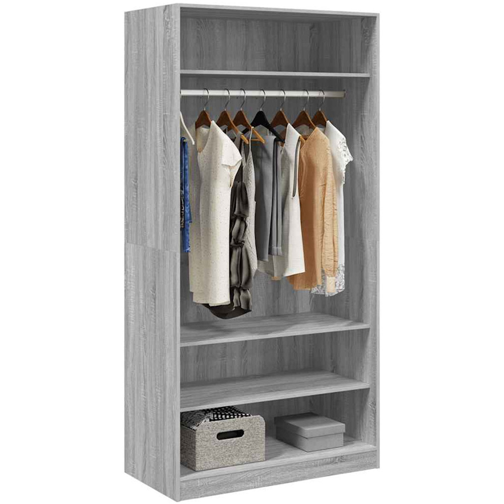 vidaXL 4 Shelf Grey Engineered Wood Open Wardrobe Image 3