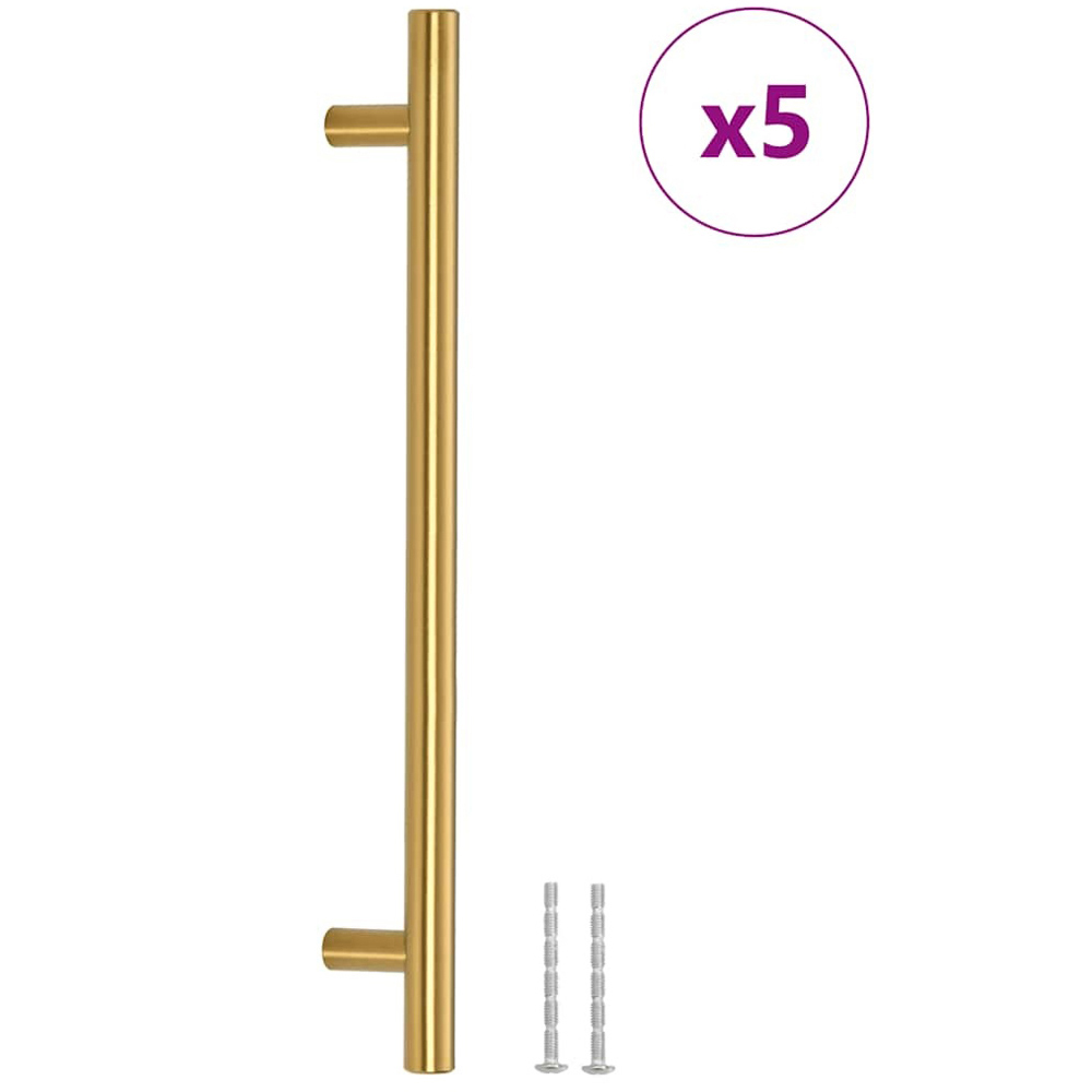 Wallplus Gold Stainless Steel Standard T-Shaped Cabinet Handle 25.6cm 5 Pack Image 3