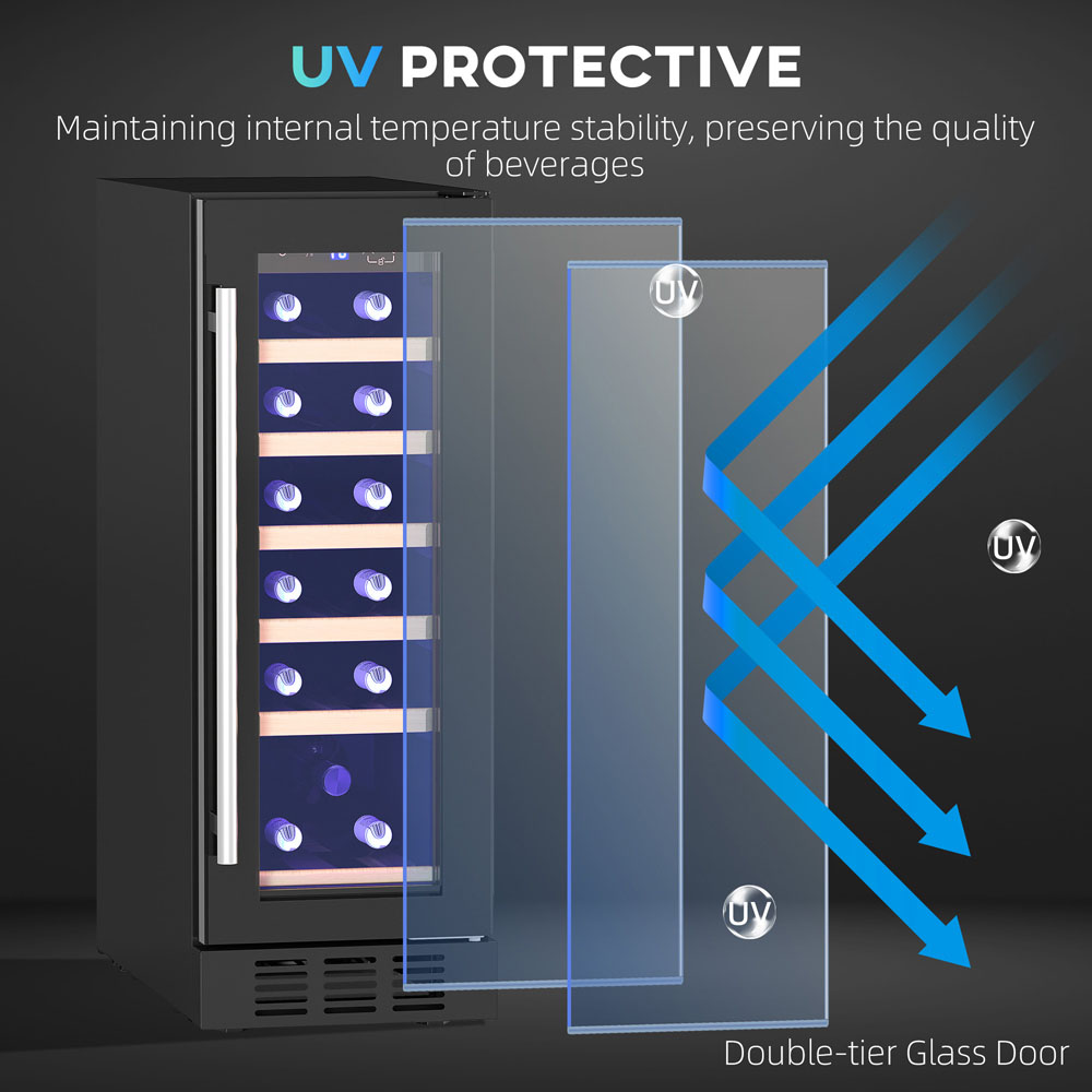 HOMCOM 800-243V70BK Black 19 Bottle Freestanding Wine Cooler Fridge Image 8