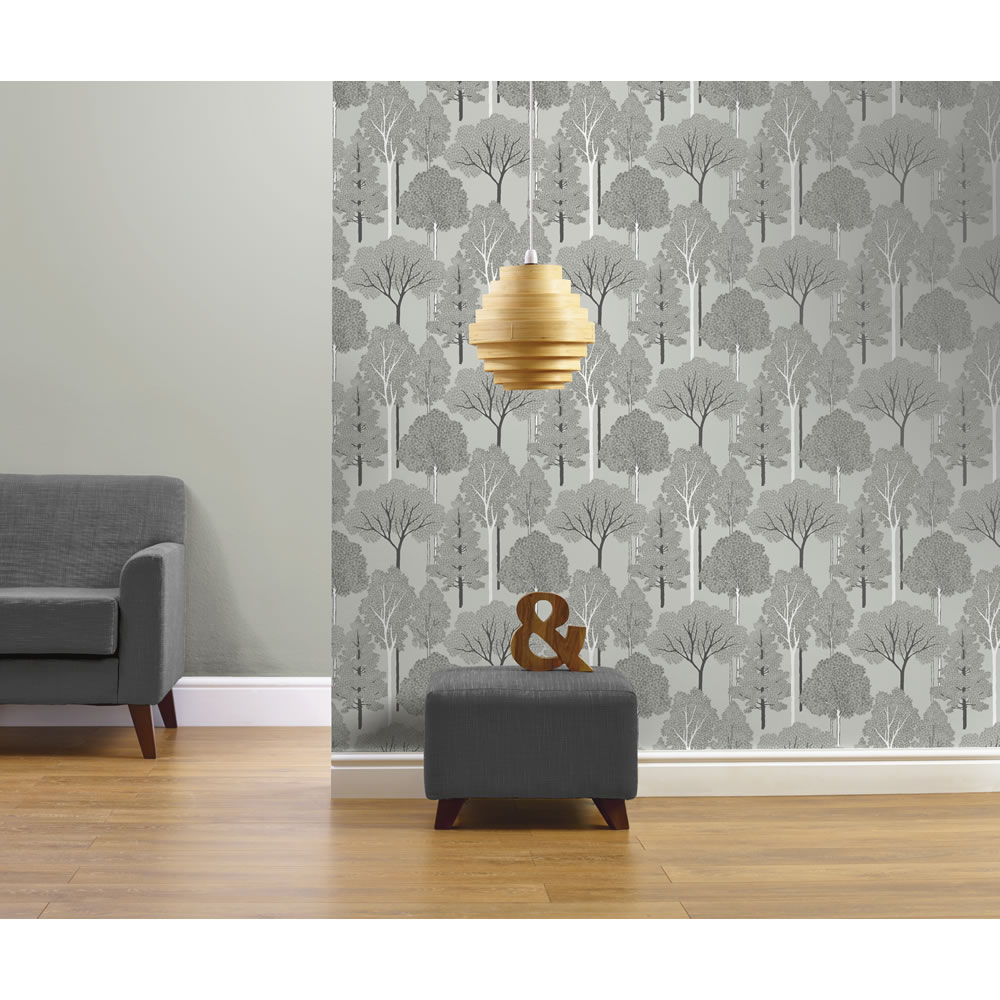 Arthouse Ellwood Silver Wallpaper Wilko