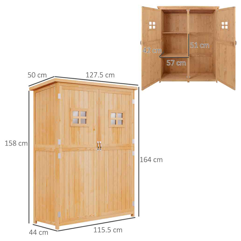 Outsunny 4.8 x 1.6ft Natural Double Door Tool Shed Image 2