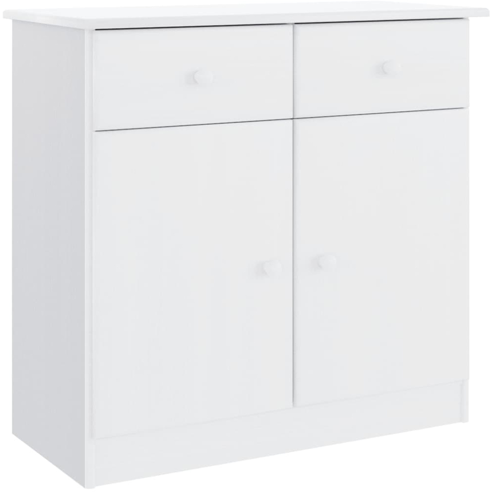 vidaXL Alta 2 Door 2 Drawer White Solid Pine Wood Sideboard Image 2