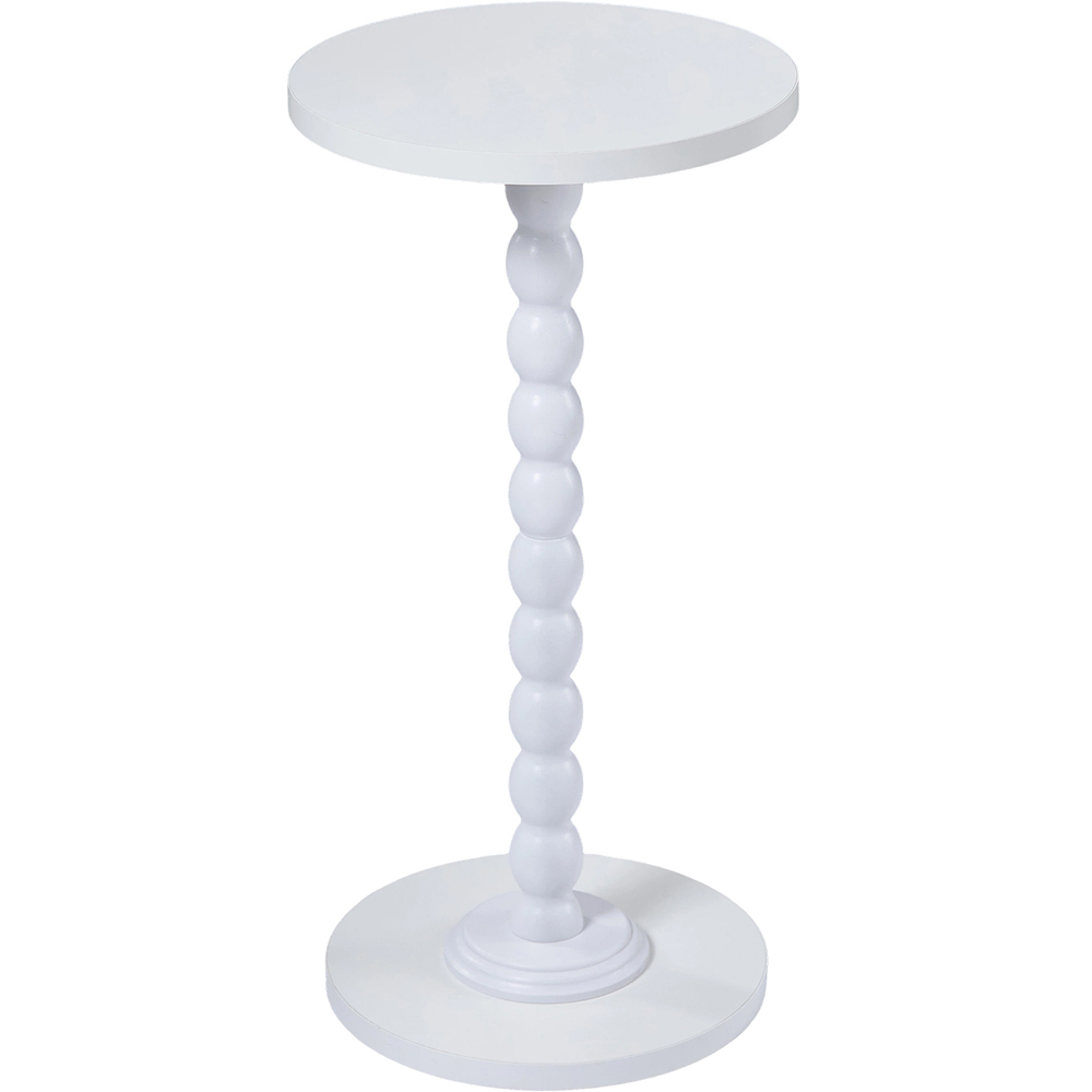 Living and Home White Round Spindle Pedestal Side Table Image 2