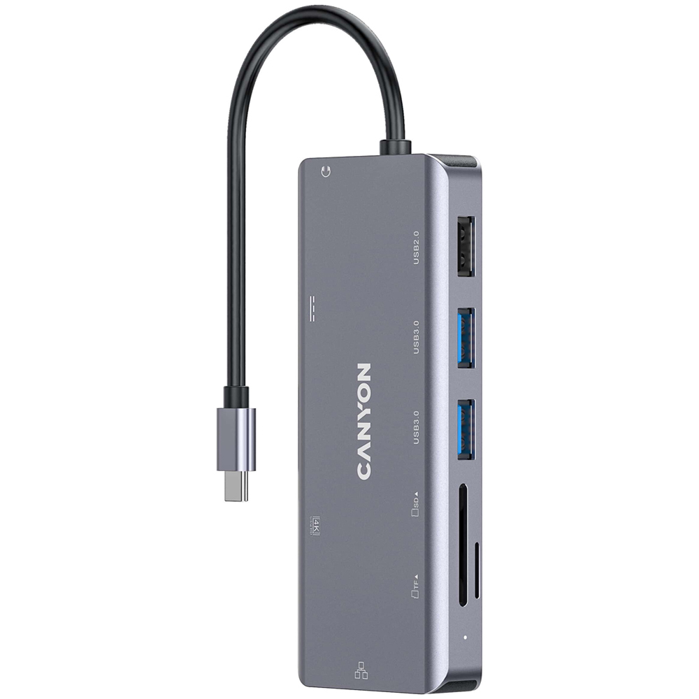 Canyon DS-11 9 in 1 USB C Space Grey Docking Station Image 1