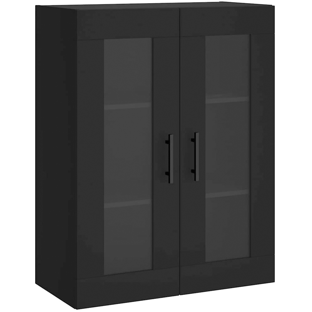 vidaXL 2 Glass Door Black Wall Mounted Cabinet 2 Pack Image 2