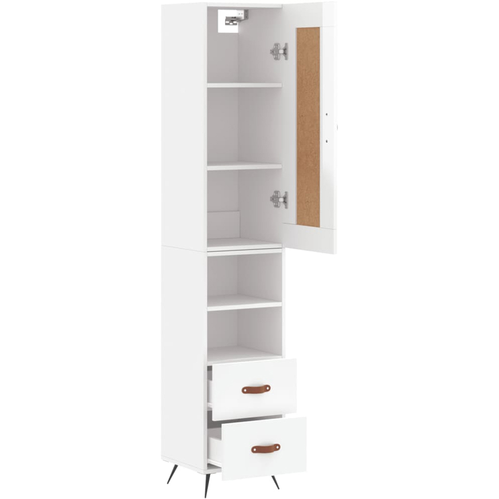vidaXL Single Door 2 Drawer 2 Open Shelf White Highboard Image 4