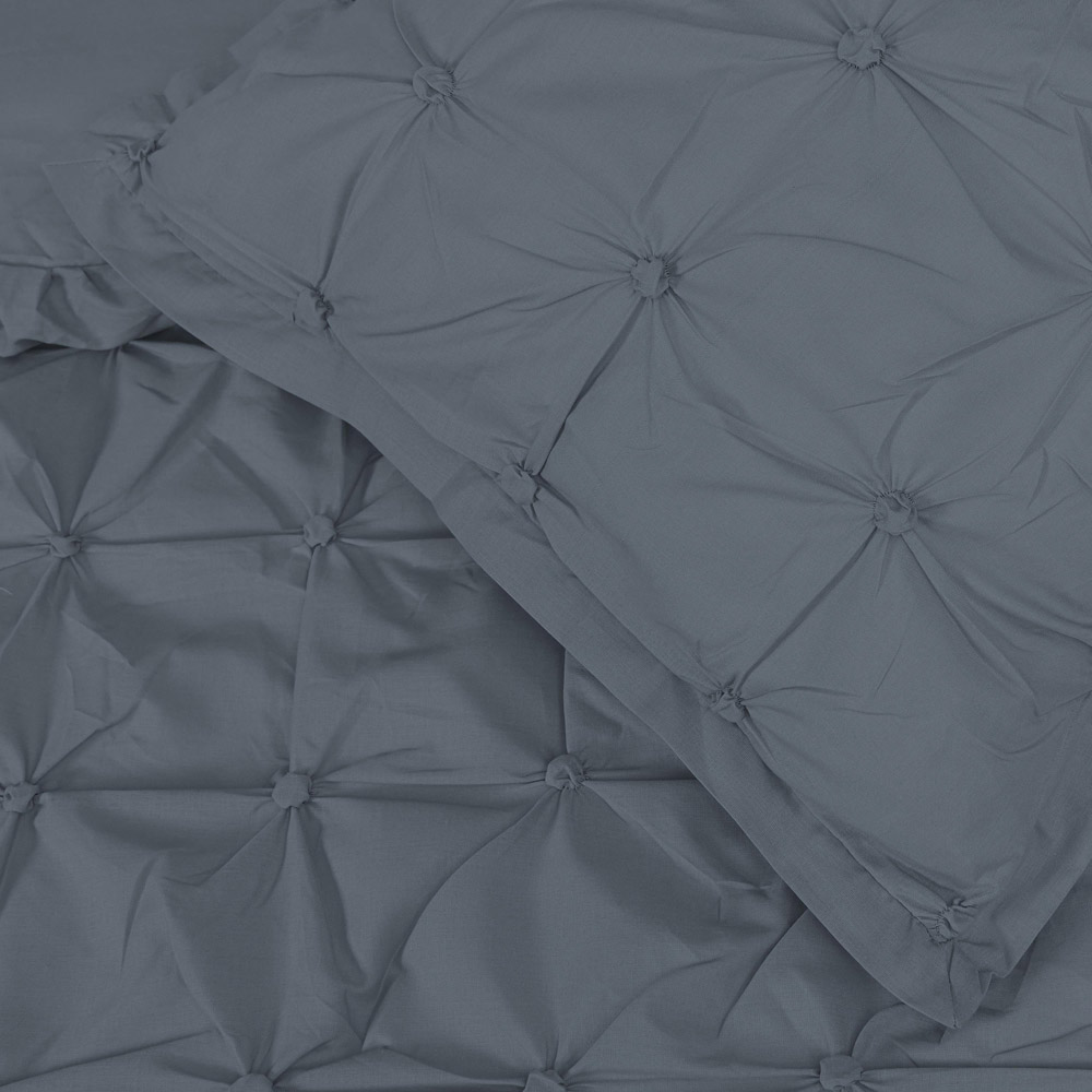 Smart Living Double Charcoal Rouched Pleat Duvet Cover Set Image 4