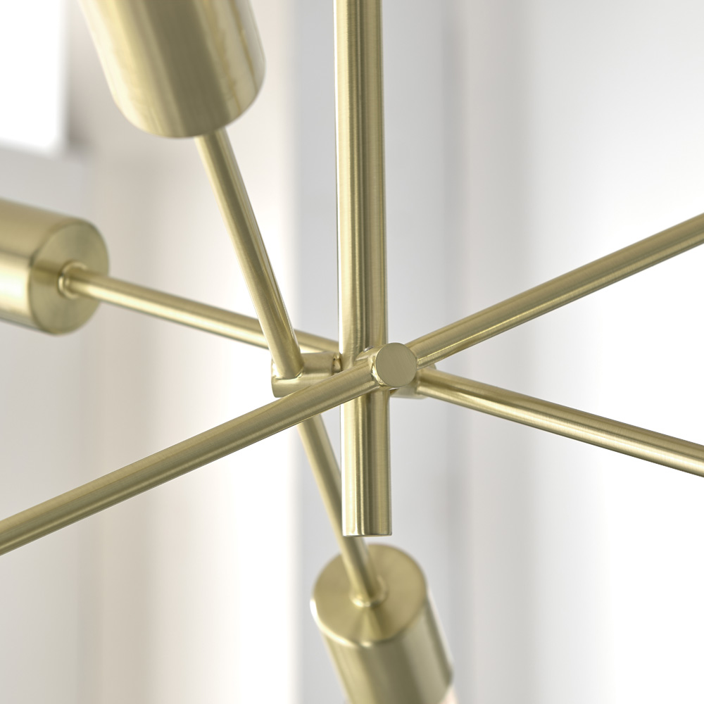 Furniturebox Laela Modern Sputnik Chandelier Brass Ceiling Light Image 3