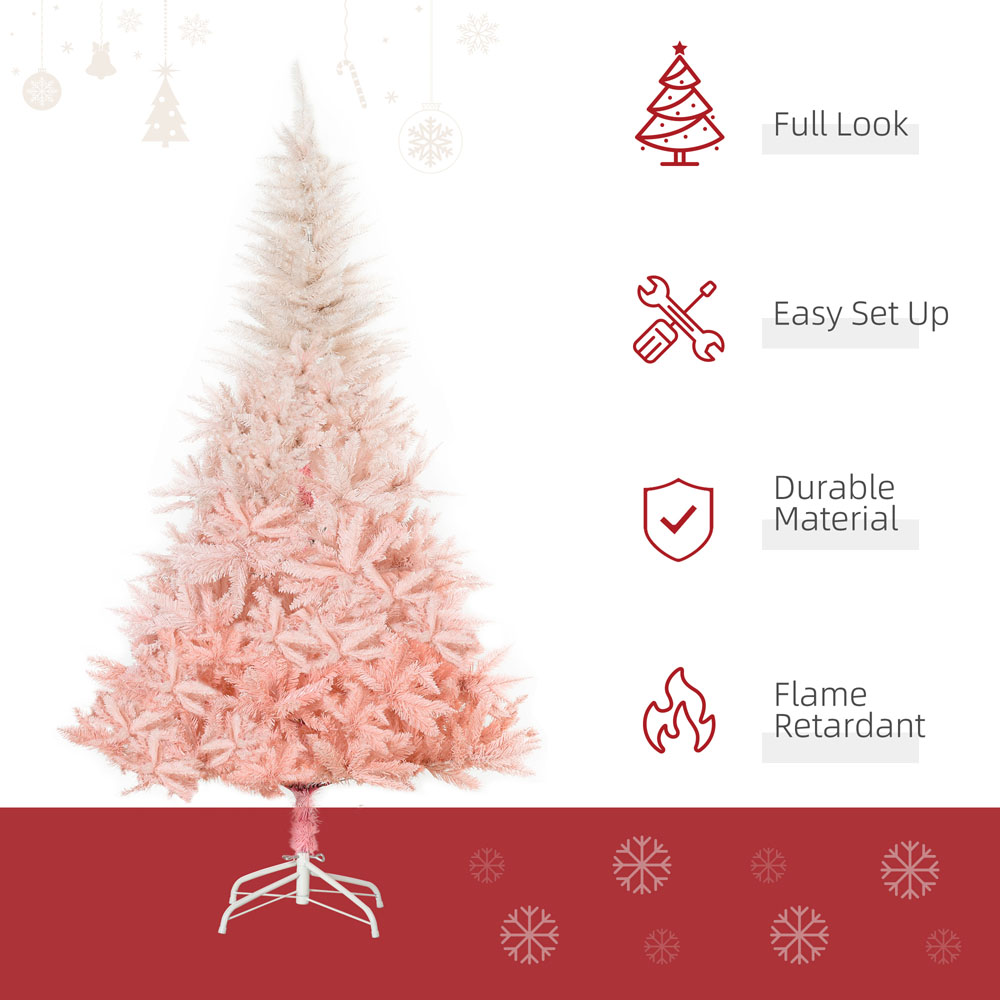 Everglow Pink Faux Christmas Tree with Metal Stand 6ft Image 4
