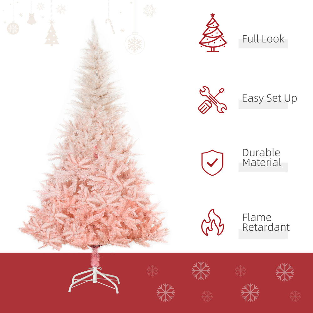 Everglow Pink Faux Christmas Tree with Metal Stand 6ft Wilko