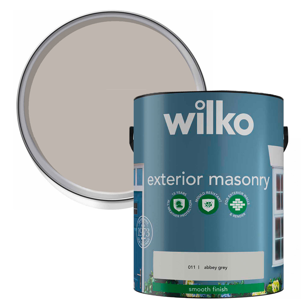 Wilko Abbey Grey Smooth Masonry Paint 5L Image 1