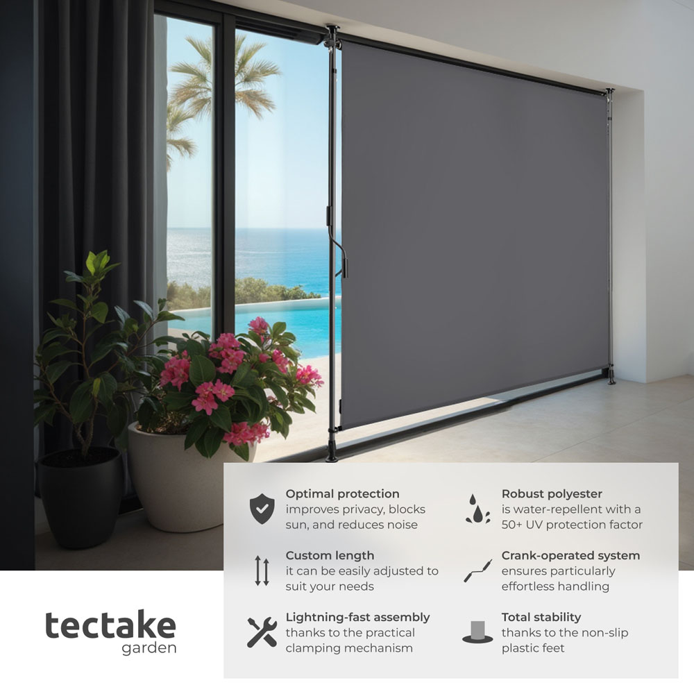 tectake Taija Dark Grey Retractable Awning with Hand Crank 3.1 x 1.58m Image 6