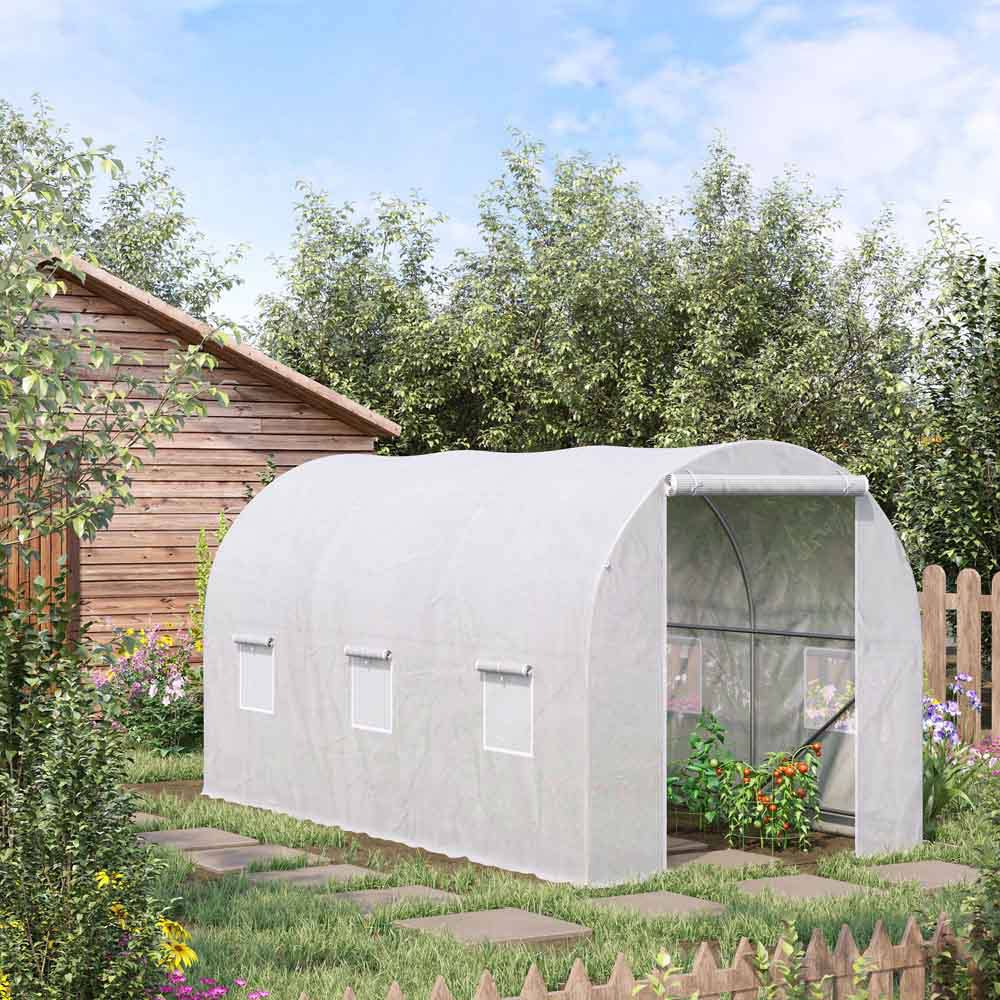 Outsunny Steel Large 11.5 x 6.6 x 6.6ft Garden Polytunnel Greenhouse Image 3