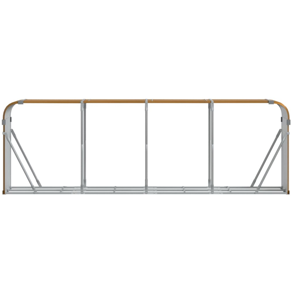 vidaXL Brown Galvanised Steel Firewood Log Holder 100 x 300 x 45cm Image 3