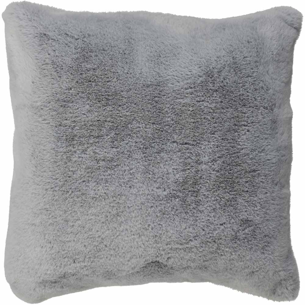 Wilko Grey Faux Fur Cushion 43 x 43cm Image 1