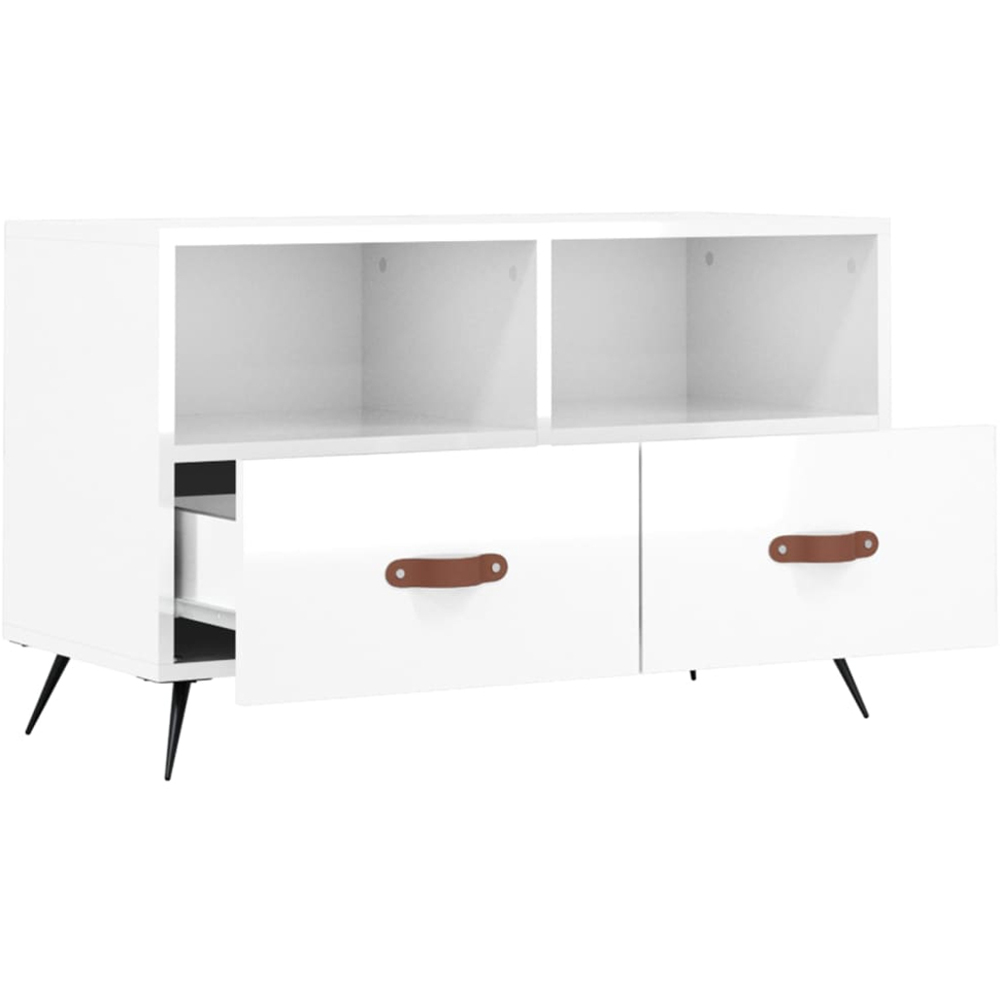 vidaXL 2 Drawer 2 Shelf High Gloss White TV Cabinet Image 6