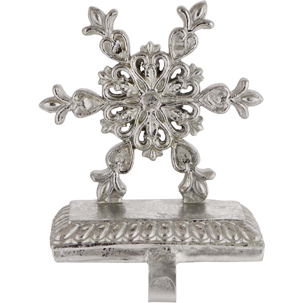Wilko Frost Silver Snowflake Stocking Holder Image 1