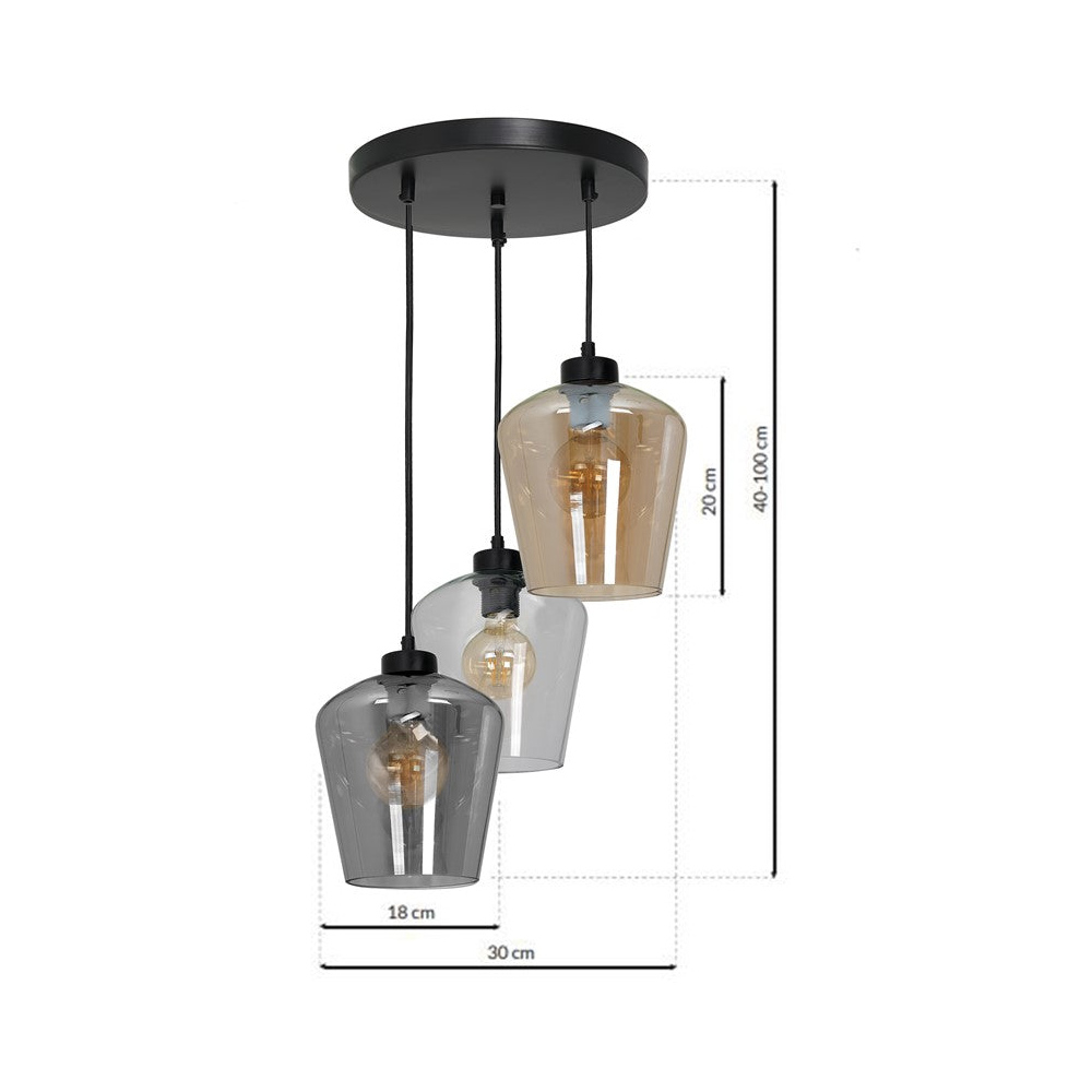 Milagro Santiago Mix Black Pendant Lamp 230V Image 6