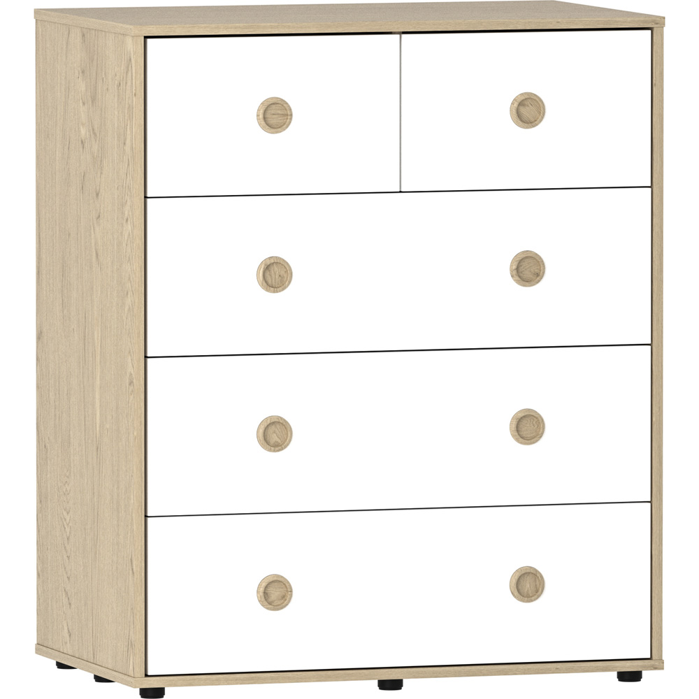 Junior Vida Neptune 5 Drawer White and Oak Storage Chest Image 2
