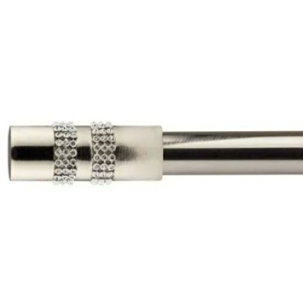 New Edge Blinds Sparkle 160-300cm Extendable Brushed Silver Eyelet Metal Curtain Pole Set Image 1