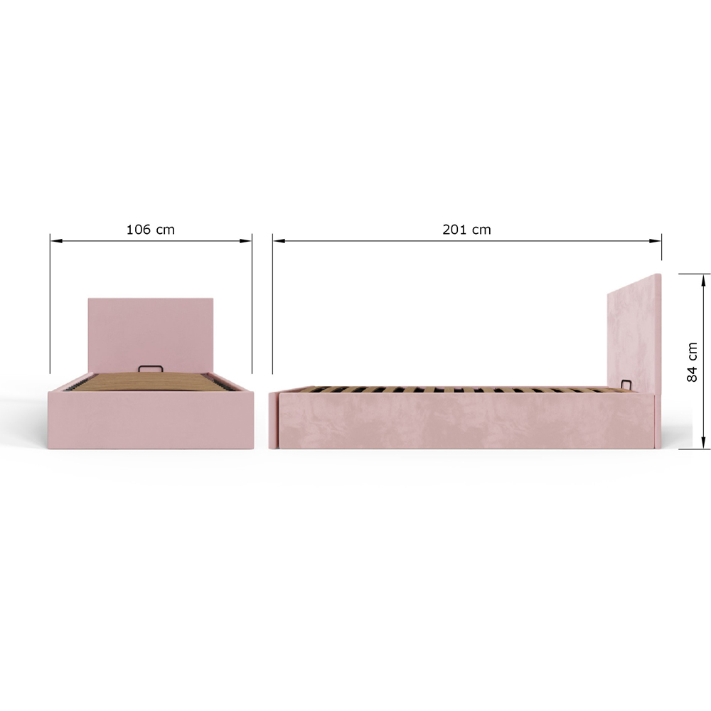 GFW Single Blush Pink Velvet End Lift Ottoman Bed Image 9