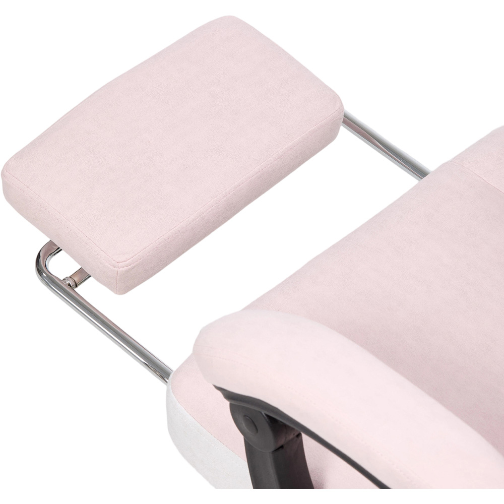 Living and Home Pink and White Padded Gaming Chair with Footrest Image 4