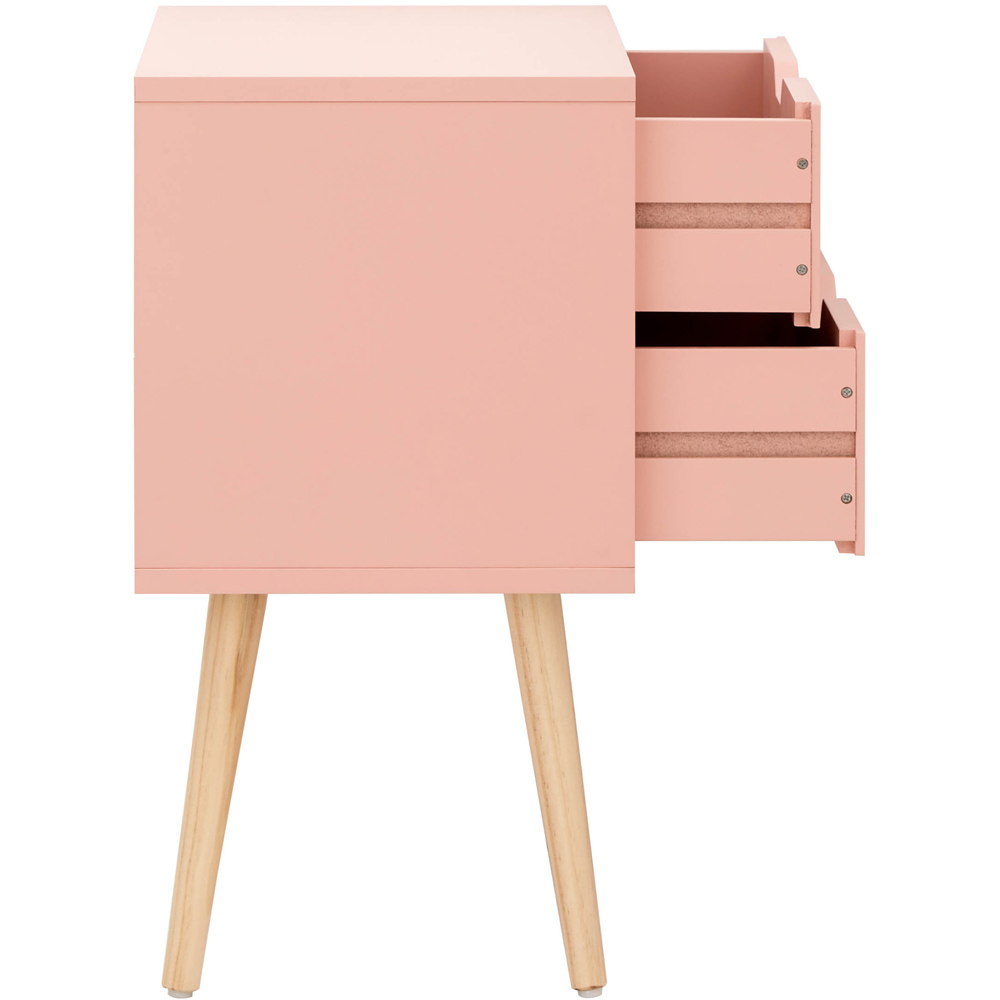 GFW Nyborg 2 Drawer Coral Pink Bedside Table Image 5
