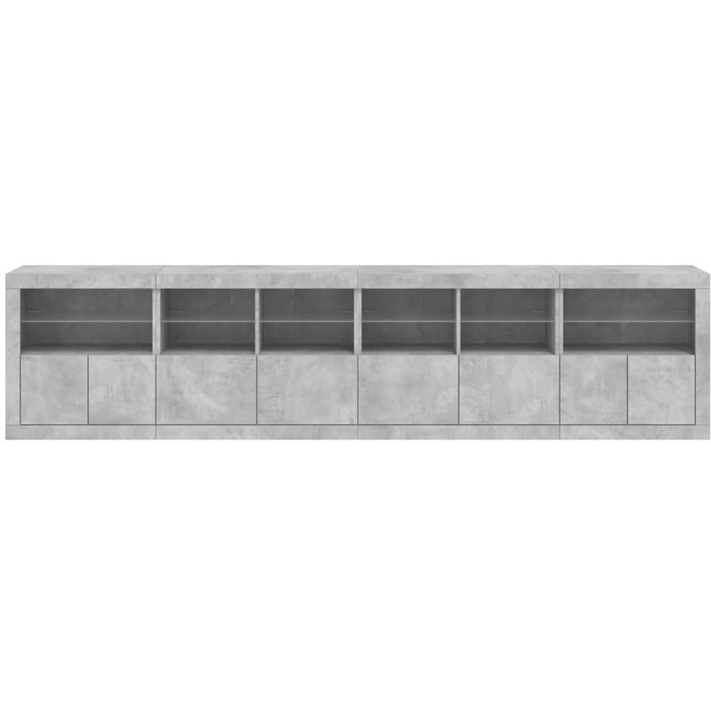 vidaXL 8 Door 12 Shelf Concrete Grey LED Sideboard Image 4