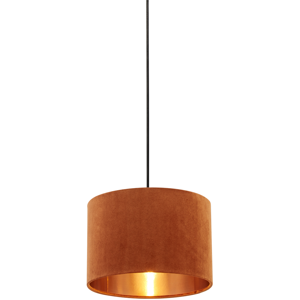 Lighting Collection Burnt Orange Copper Inner Velvet Drum Shade Image 3