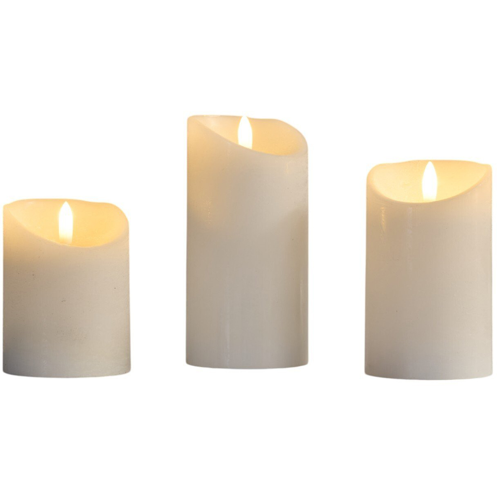 Set of 3 Cosy Cotton Fragranced LED Candles - White Image 1