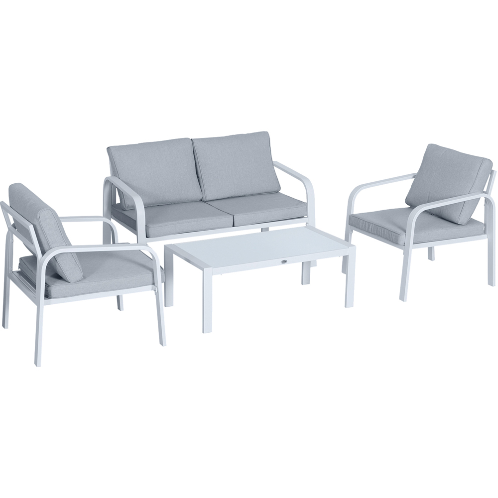 Outsunny 4 Seater Grey Rattan Lounge Set Image 2