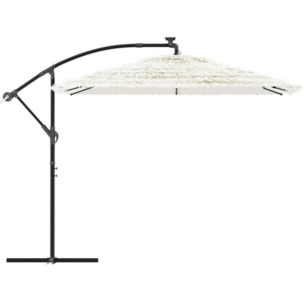 vidaXL White Straw Top Cantilever Parasol with Steel Pole 2.6m Image 3