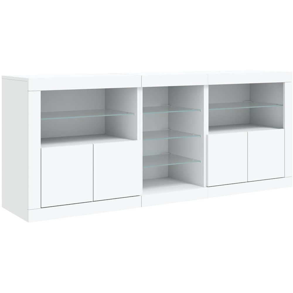 vidaXL 4 Door 8 Shelf White LED Sideboard 3 Piece Image 5