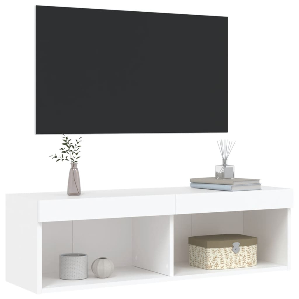 vidaXL 2 Shelf White Wall Mounted LED TV Cabinet Image 3