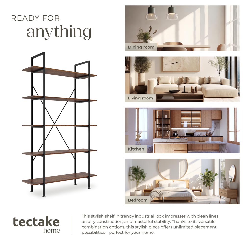 tectake Glasgow 5 Shelf Slim Ladder Shelving Unit Image 7